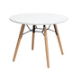 Lyna 24 Inch Kids Table, White Round Top, Stylish Angled Wood Legs By Casagear Home