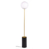 61 Inch Floor Lamp, Round White Spherical Shade, Round Black Base, Gold By Casagear Home