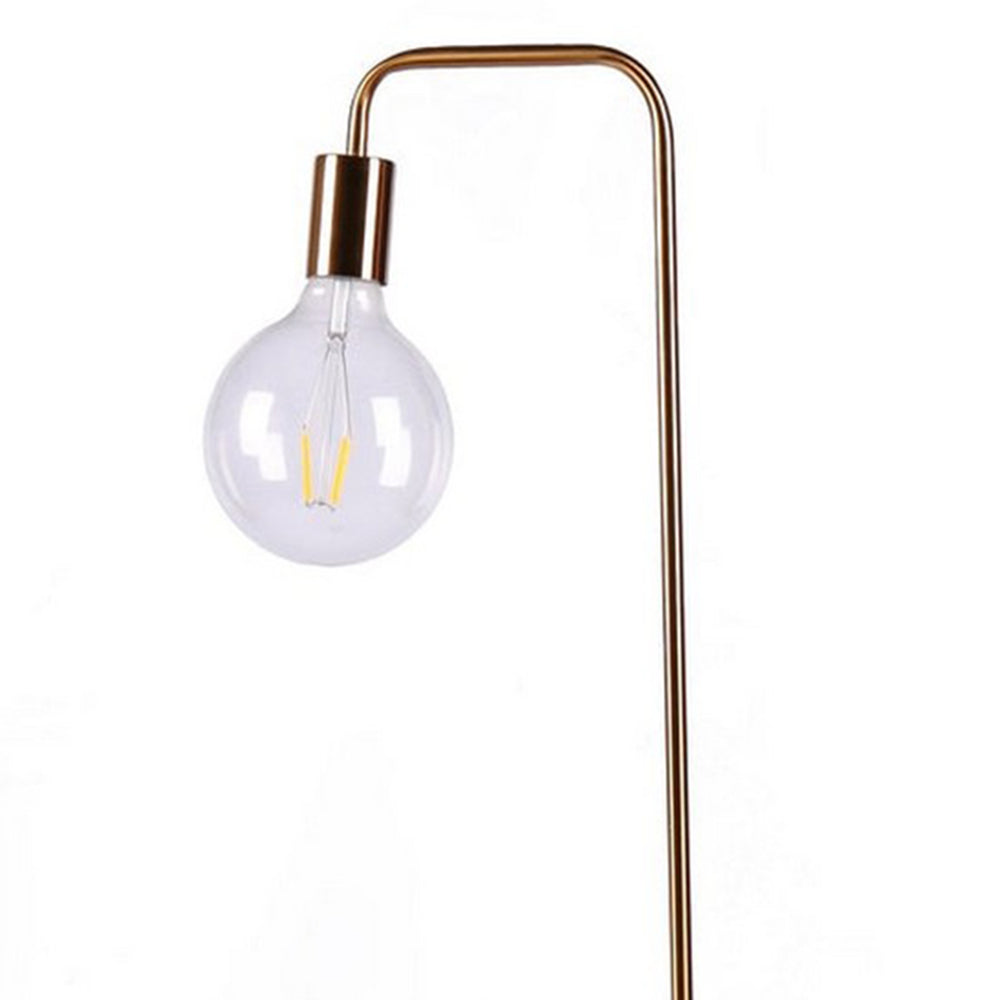 59 Inch Floor Lamp, Downlight Spherical Glass Light, Round Base, Brass By Casagear Home