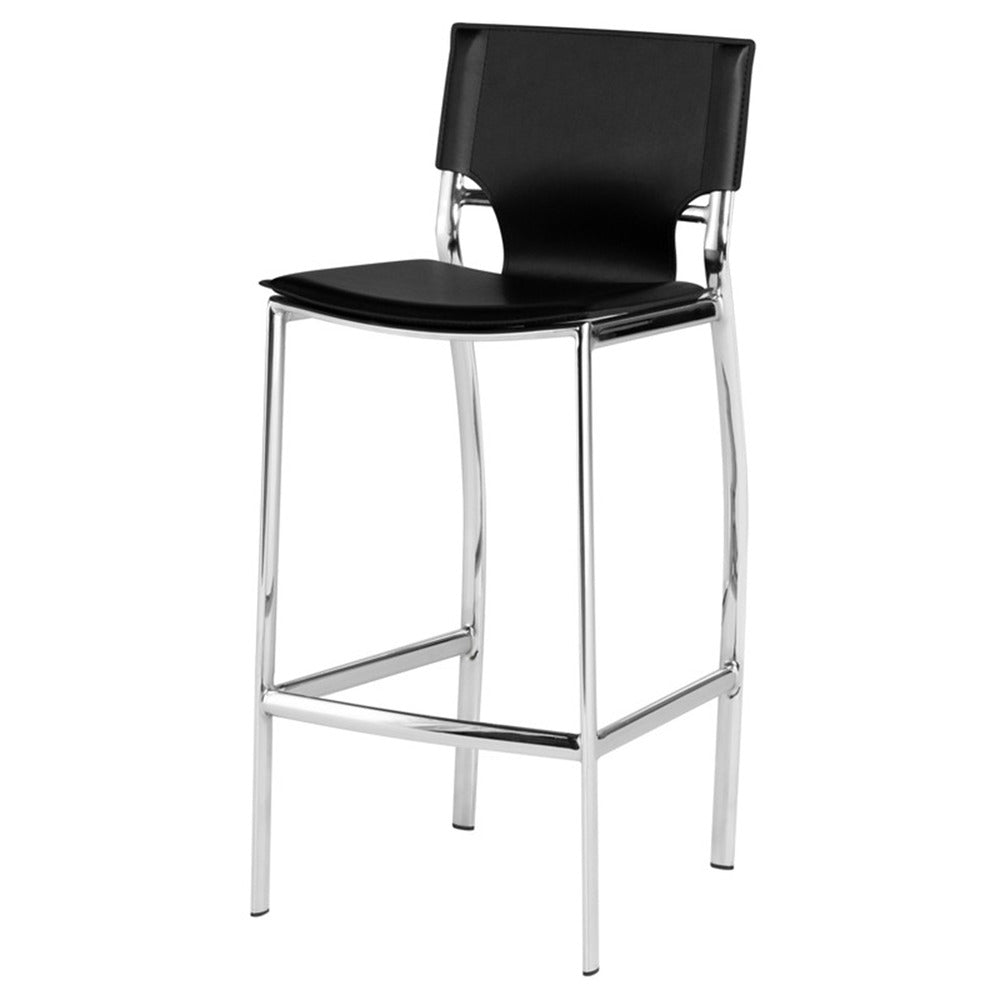Jan 25 Inch Counter Height Chairs Set of 2 Gray Faux Leather Chrome Metal Legs BM315378