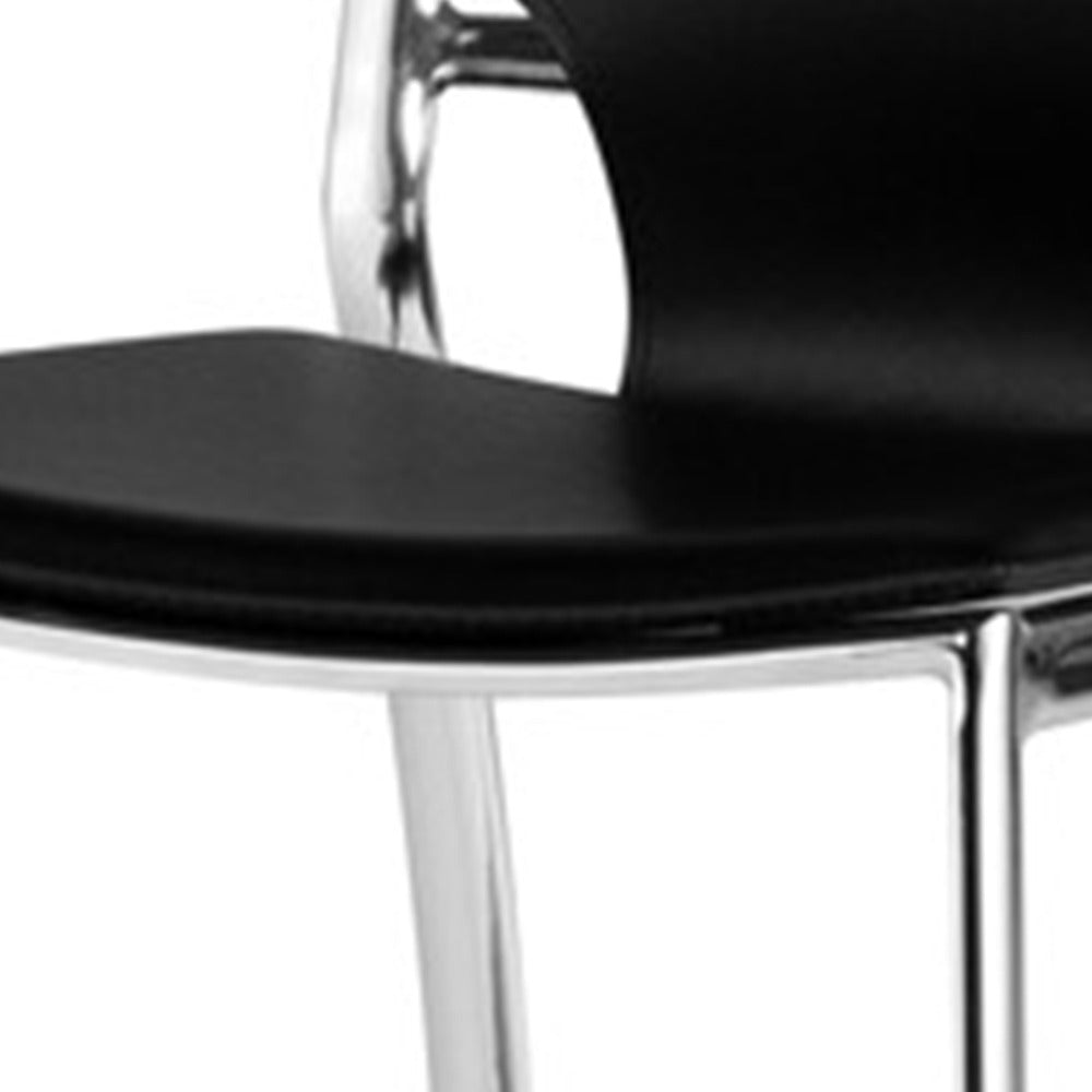 Jan 25 Inch Counter Height Chairs Set of 2 Gray Faux Leather Chrome Metal Legs BM315378