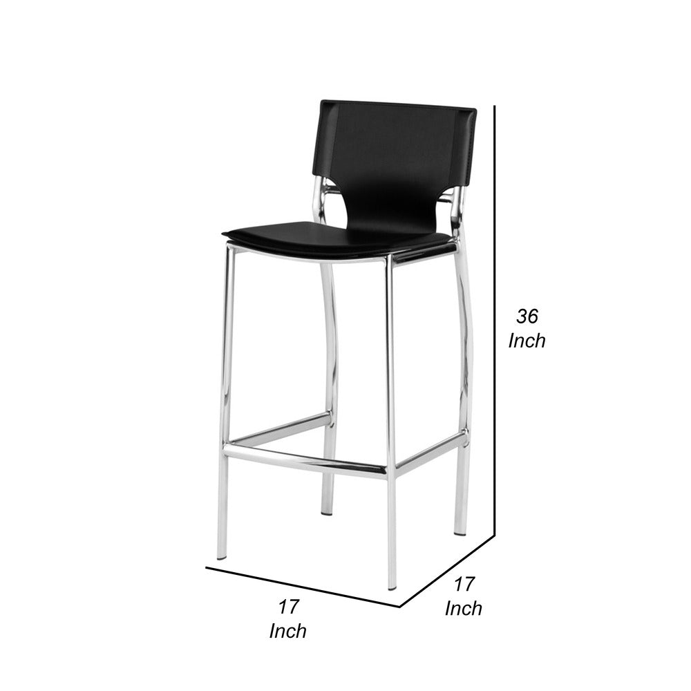 Jan 25 Inch Counter Height Chairs Set of 2 Gray Faux Leather Chrome Metal Legs BM315378