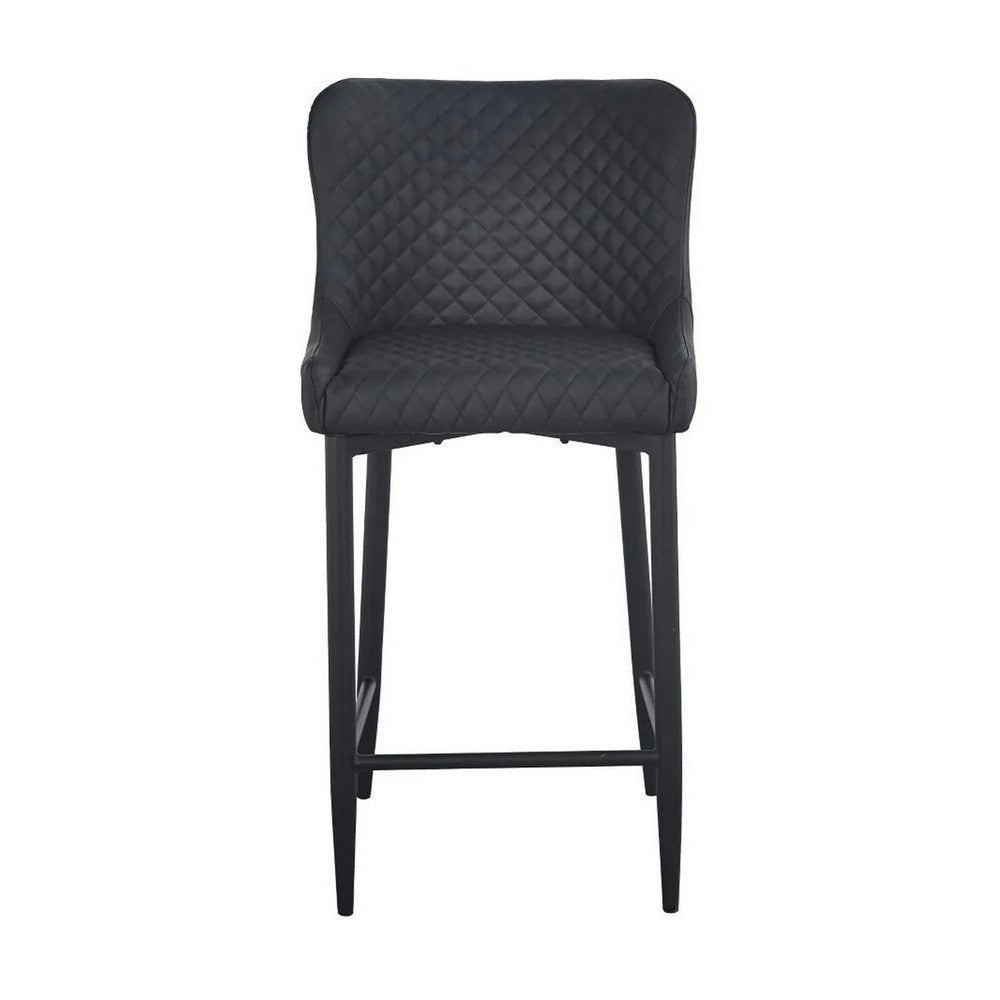 Gen 29 Inch Barstool Chair Cushioned Set of 2 Taupe Gray Faux Leather Black BM315380