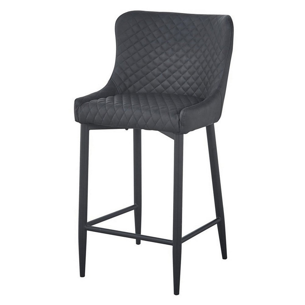 Gen 29 Inch Barstool Chair Cushioned Set of 2 Taupe Gray Faux Leather Black BM315380