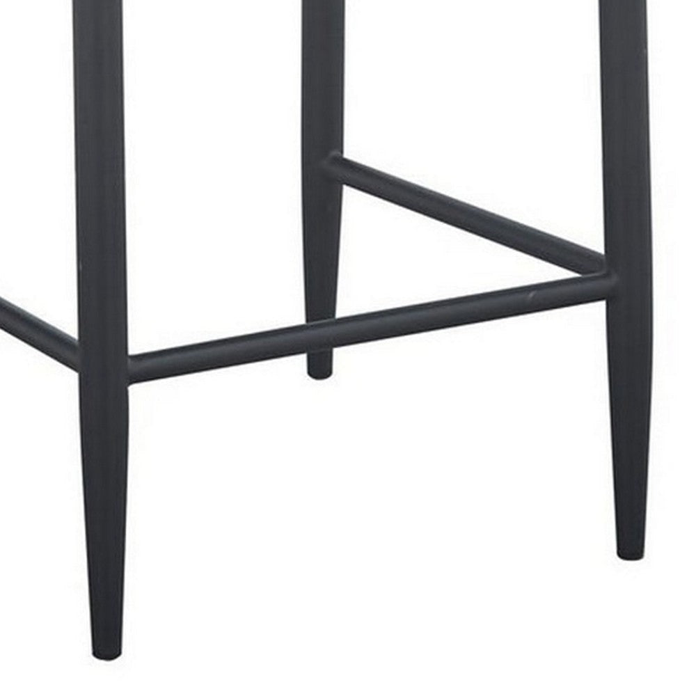 Gen 29 Inch Barstool Chair Cushioned Set of 2 Taupe Gray Faux Leather Black BM315380