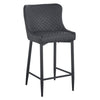 Gen 29 Inch Barstool Chair, Cushioned, Set of 2, Taupe Gray Faux Leather, Black