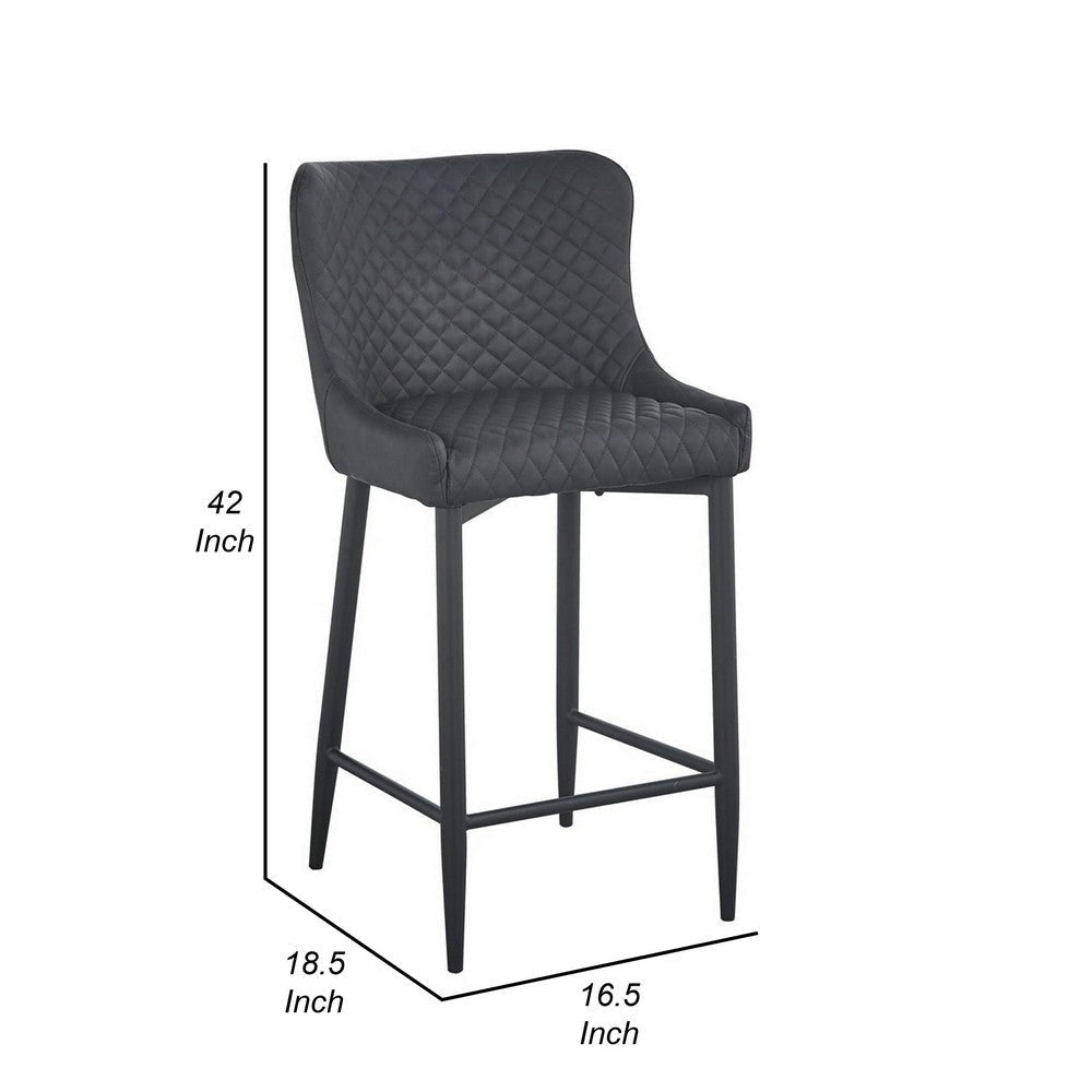 Gen 29 Inch Barstool Chair Cushioned Dark Gray Faux Leather Black By Casagear Home BM315380