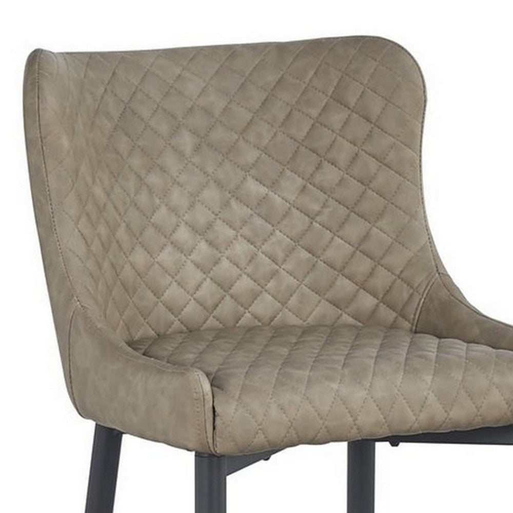 Gen 29 Inch Barstool Chair Cushioned Set of 2 Taupe Gray Faux Leather Black BM315381