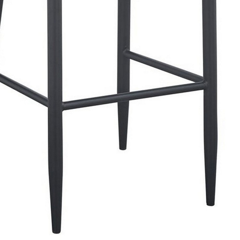 Gen 29 Inch Barstool Chair Cushioned Set of 2 Taupe Gray Faux Leather Black BM315381