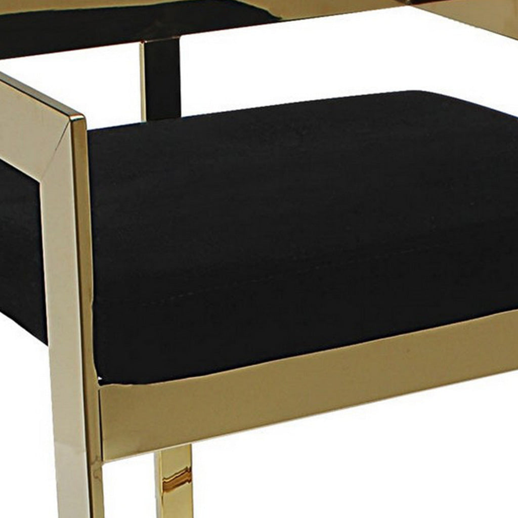 Gei 30 Inch Barstool Chair Cantilever Base Black Velvet Padded Seat Gold By Casagear Home BM315382