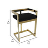 Gei 26 Inch Counter Height Chair, Cantilever, Black Velvet, Gold Metal By Casagear Home