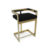 Gei 26 Inch Counter Height Chair, Cantilever, Black Velvet, Gold Metal By Casagear Home