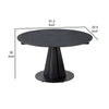 Jeny 34-51 Inch Dining Table Extendable Round Stone Top Black Steel By Casagear Home BM315386