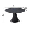 Jeny 34-51 Inch Dining Table Extendable Round Stone Top Black Steel By Casagear Home BM315386
