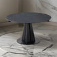 Jeny 34-51 Inch Dining Table Extendable Round Stone Top Black Steel By Casagear Home BM315386