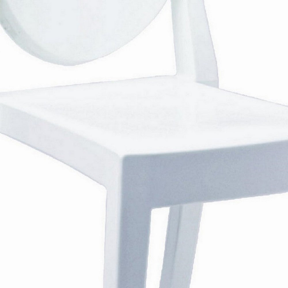Doe Side Dining Chair Set of 4, Indoor, Outdoor, White Premium Plastic By Casagear Home