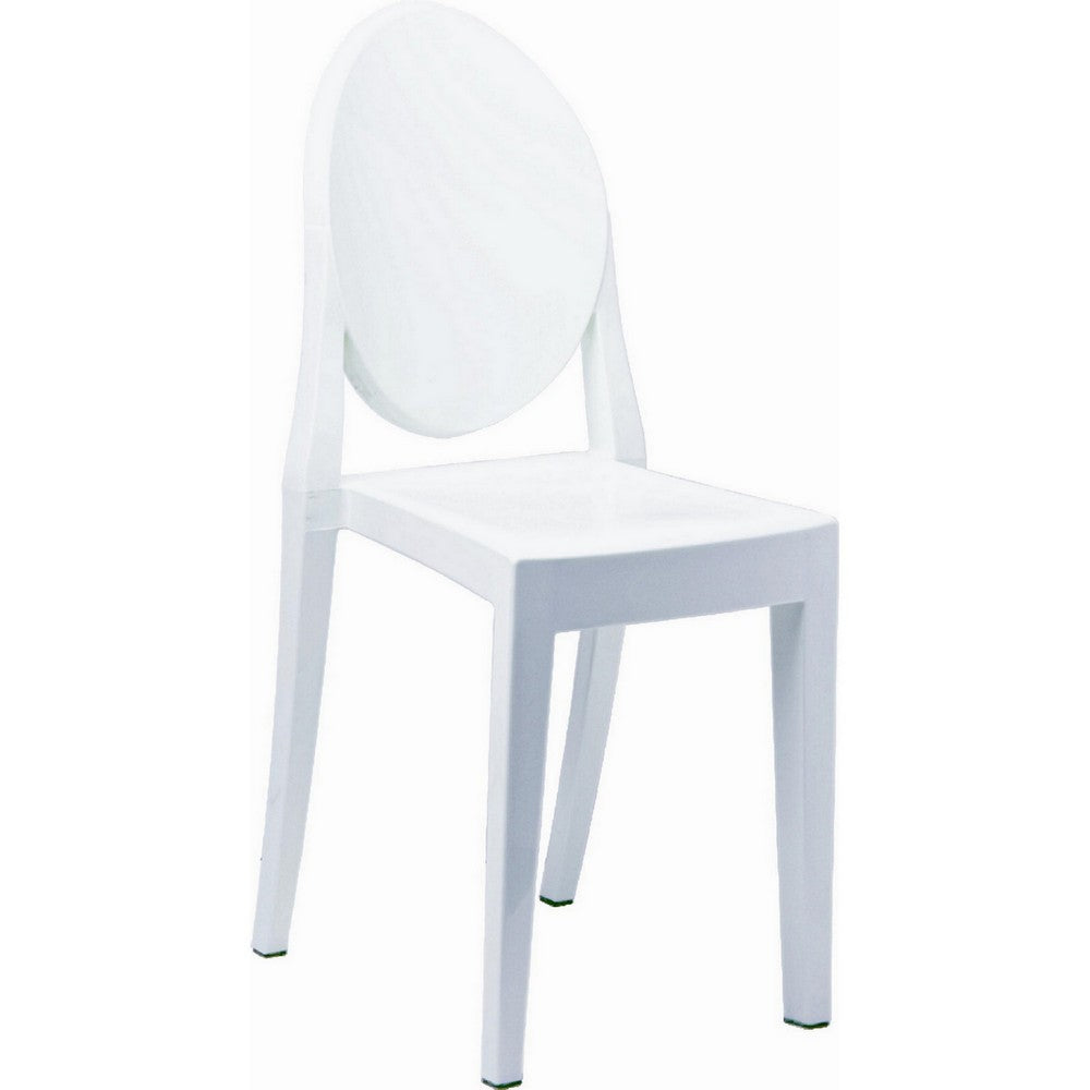 Doe Side Dining Chair Set of 4, Indoor, Outdoor, White Premium Plastic By Casagear Home