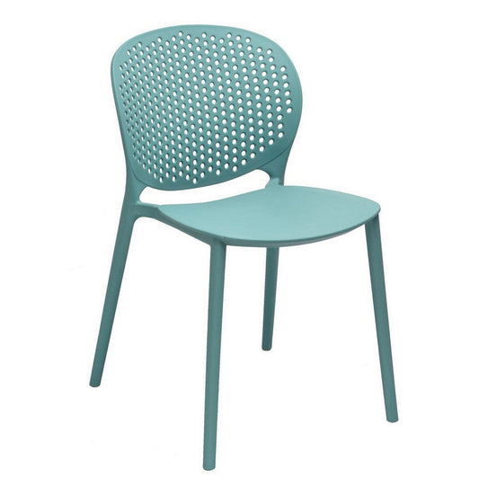 Leesy 19 Inch Side Dining Chairs, Set of 4, Indoor, Outdoor, Blue Plastic By Casagear Home