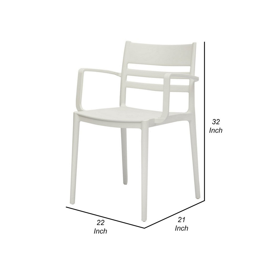 Teesy 22 Inch Side Dining Armchair Set of 4, Indoor Outdoor, White Finish By Casagear Home