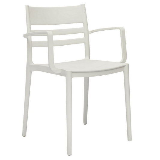 Teesy 22 Inch Side Dining Armchair Set of 4, Indoor Outdoor, White Finish By Casagear Home