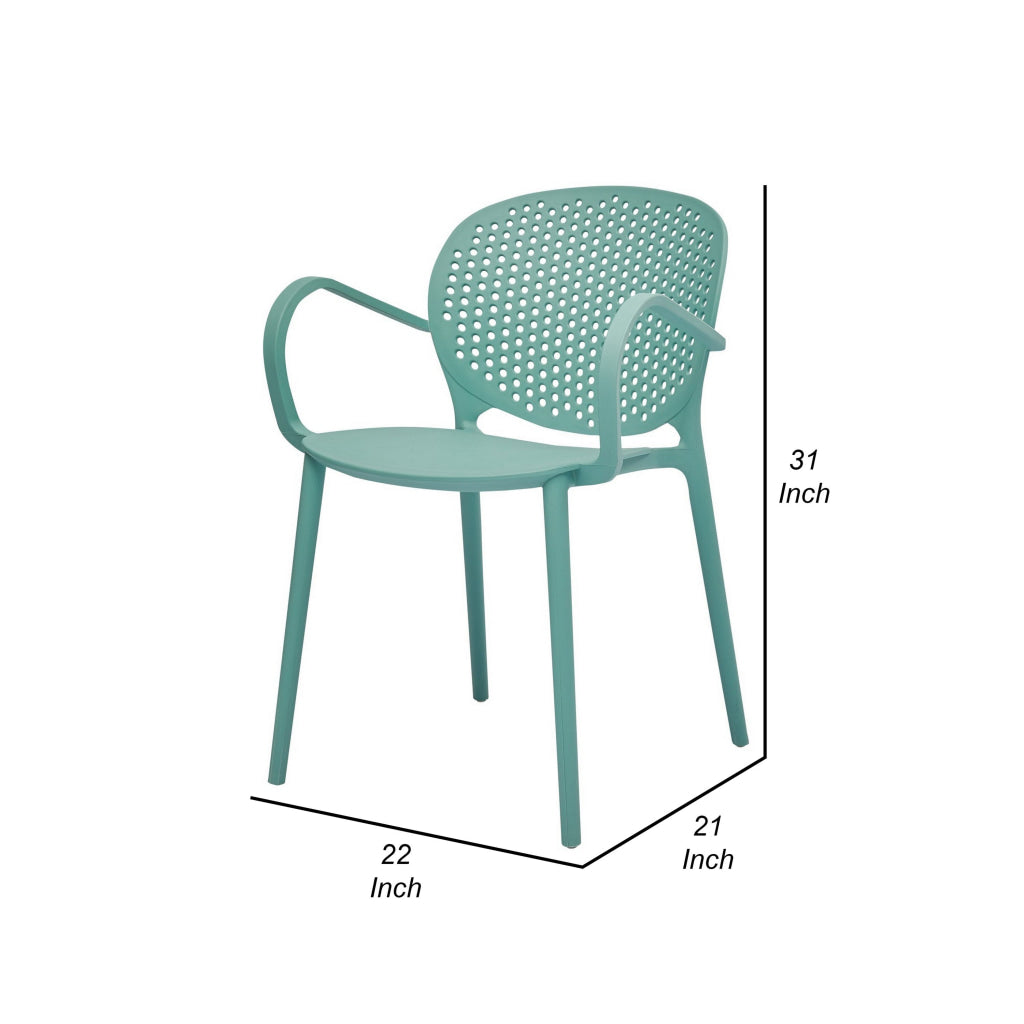 Feni 22 Inch Side Dining Armchair Set of 4 Indoor Outdoor Light Blue By Casagear Home BM315393