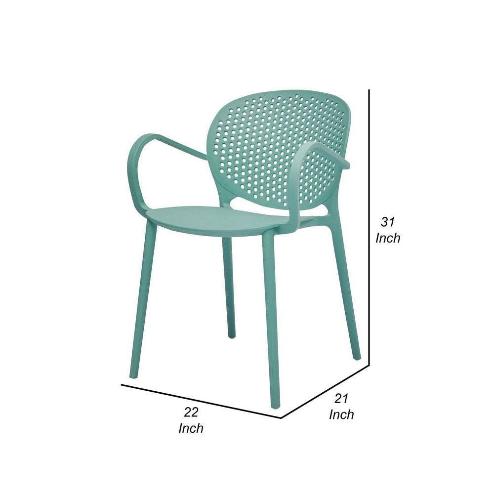 Feni 22 Inch Side Dining Armchair Set of 4, Indoor Outdoor, Light Blue By Casagear Home