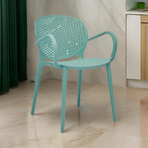 Feni 22 Inch Side Dining Armchair Set of 4, Indoor Outdoor, Light Blue By Casagear Home