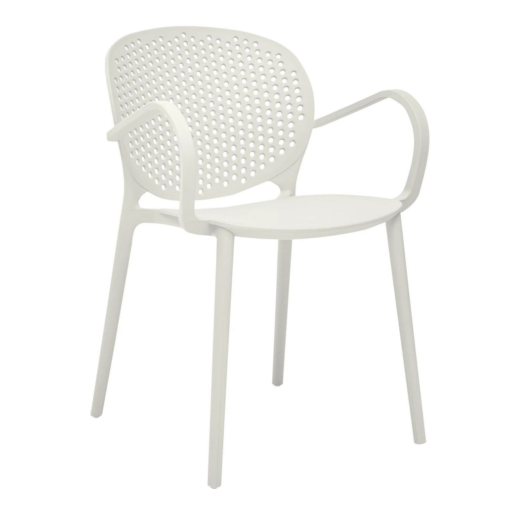 Feni 22 Inch Side Dining Armchair Set of 4 Indoor Outdoor White Finish By Casagear Home BM315396