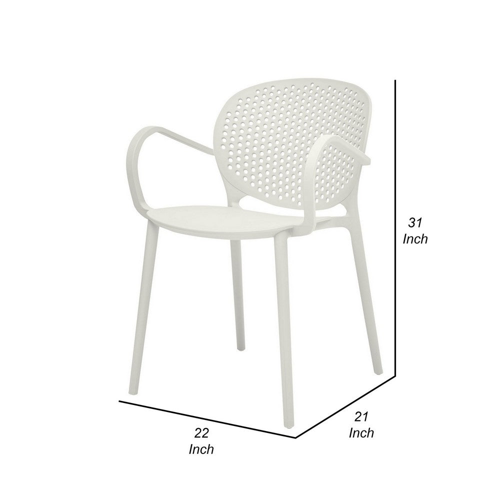 Feni 22 Inch Side Dining Armchair Set of 4, Indoor Outdoor, White Finish By Casagear Home