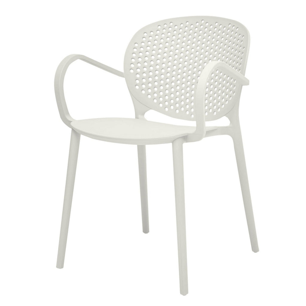 Feni 22 Inch Side Dining Armchair Set of 4 Indoor Outdoor White Finish By Casagear Home BM315396