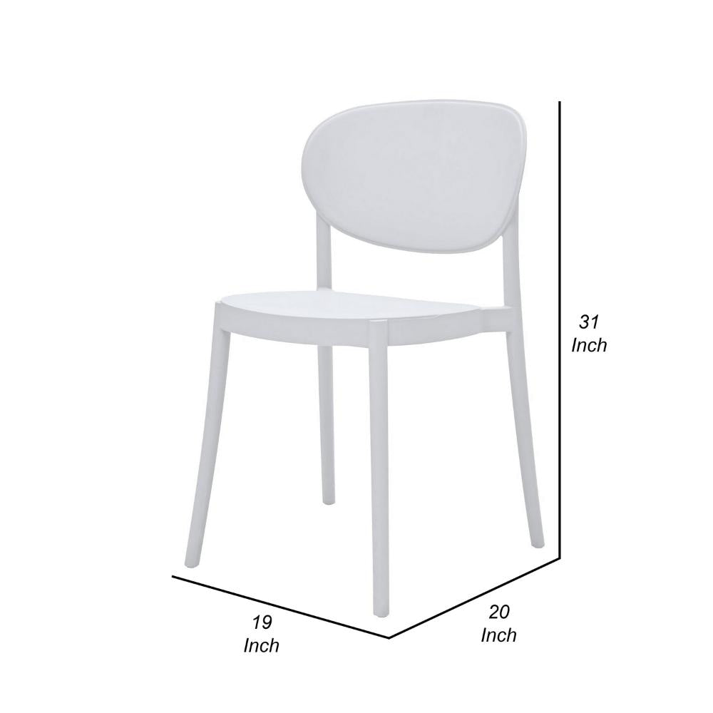 Heem 19 Inch Side Dining Chair Set of 4 Armless Indoor Outdoor White By Casagear Home