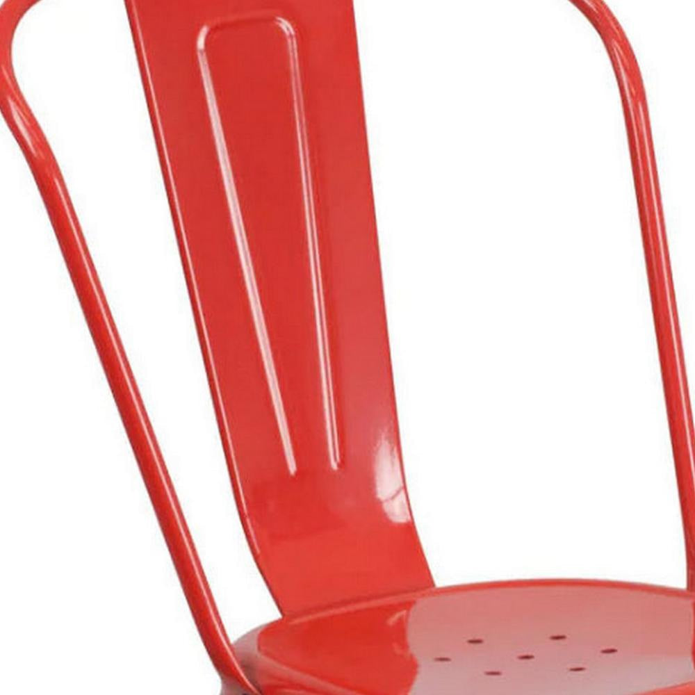 Mae 25 Inch Side Dining Chair Set of 4 Industrial Tolix Stackable Red Metal BM315403