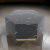 Hexi 35 Inch Coffee Table, Hexagonal, Black Faux Marble Design, Gold Base By Casagear Home