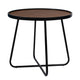 Lei 24 Inch Side End Table Round Top Black Metal Cross Base Walnut Brown By Casagear Home BM315413