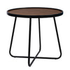 Lei 24 Inch Side End Table Round Top Black Metal Cross Base Walnut Brown By Casagear Home BM315413