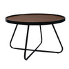 Lei 28 Inch Coffee Table Round Top Crossed Base Black Metal Walnut Brown By Casagear Home BM315414