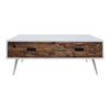 Fem 48 Inch Modern Coffee Table 2 Drawers Angled Base White Brown Wood By Casagear Home BM315415