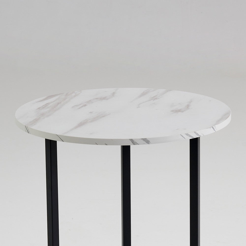 Shy Modern Side End Table Set of 3 Round White Gray Black Faux Marble By Casagear Home BM315419