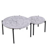 2 Piece Nesting Coffee Table Set, Modern Gray White Faux Marble Round Top By Casagear Home