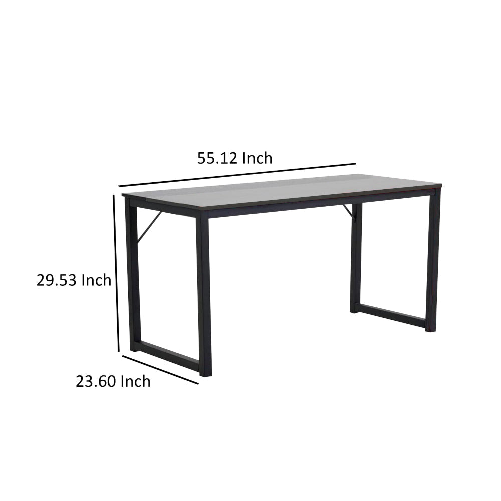 Tmy 55 Inch Office Desk Table Rectangular Study Space Black Metal Wood By Casagear Home BM315435