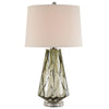 31 Inch Accent Table Lamp with White Drum Shade, Rippled Gray Glass Base By Casagear Home
