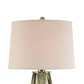 31 Inch Accent Table Lamp with White Drum Shade, Rippled Gray Glass Base By Casagear Home