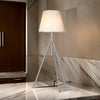 66 Inch Floor Lamp with White Drum Shade Modern Chrome Metal Tripod Base By Casagear Home BM315444