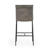 Maer 27 Inch Counter Stool Chair, Cushioned, Gray Leather Upholstery, Iron By Casagear Home
