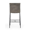 Maer 27 Inch Counter Stool Chair Cushioned Gray Leather Upholstery Iron By Casagear Home BM315447