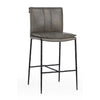 Maer 27 Inch Counter Stool Chair Cushioned Gray Leather Upholstery Iron By Casagear Home BM315447