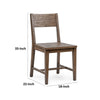 Lio 18 Inch Dining Chair Set of 2 Armless Open Style Brown Pine Wood By Casagear Home BM315452