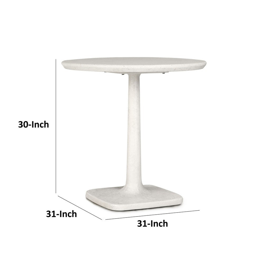 Paul 31 Inch Outdoor Bistro Table Tulip Padestal Base White Concrete By Casagear Home BM315455