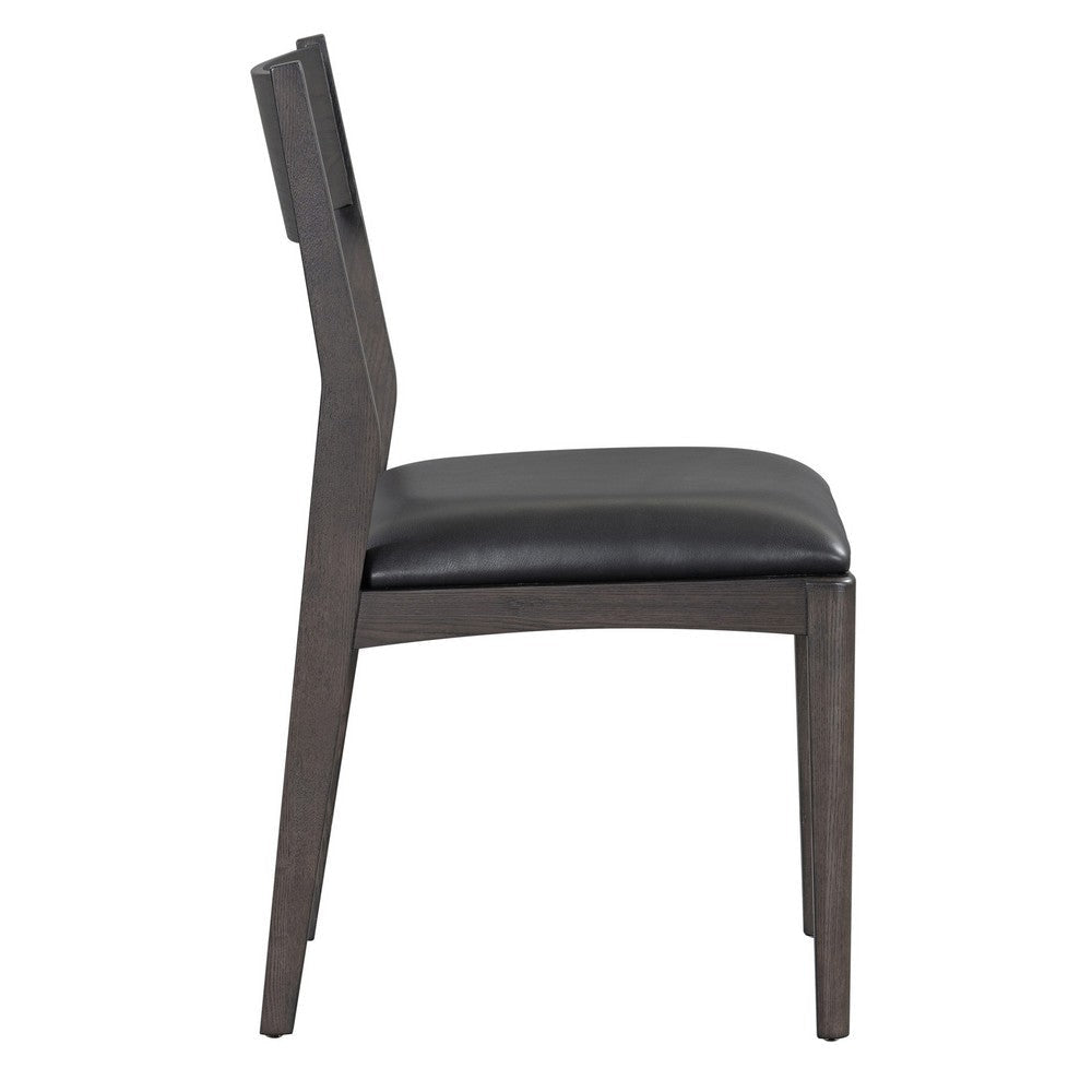 Roi 19 Inch Dining Chair Open Style Armless Black Leather Solid Wood By Casagear Home BM315459