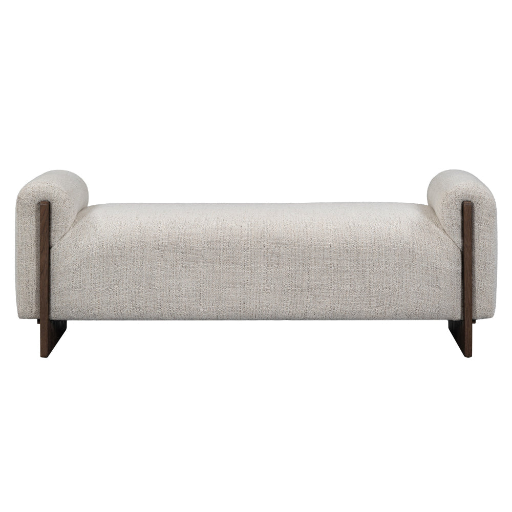 Sira 60 Inch Wide Bench Beige Polyester Upholstery Solid Ash Wood By Casagear Home BM315460